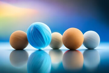 easter eggs on blue background