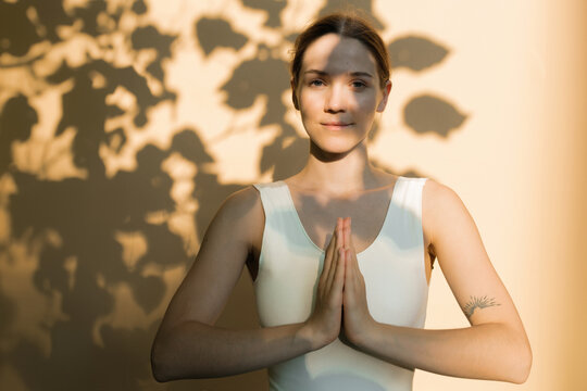 Sunny Yoga: Woman Enjoying Peaceful Morning Practice Outdoors - Powered by Adobe