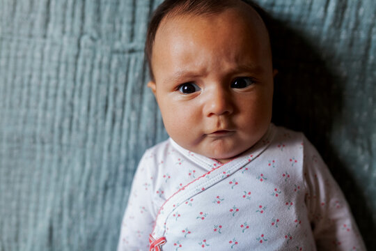 serious baby girl portrait