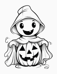 Creepy kawaii Halloween coloring page for kids, candies popsicle lollipop toffee coloring page worksheet for children.