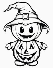 Creepy kawaii Halloween coloring page for kids, candies popsicle lollipop toffee coloring page worksheet for children.