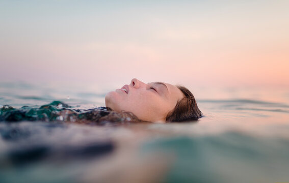 Peaceful moment floating in the water