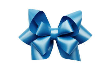 Isolated Blue Gift Bow Ribbon on White Background, Generative Ai