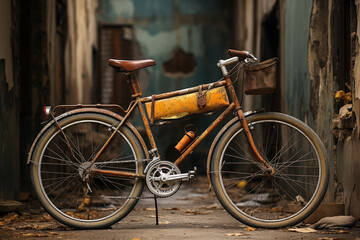 Fototapeta na wymiar An abandoned, rusted bicycle - Generative AI