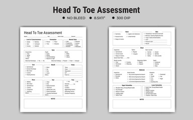 Head To Toe Assessment medical checklist or to-do list and worksheet printable 