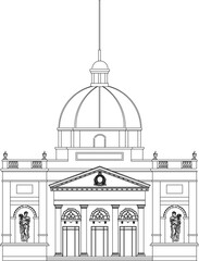 Vector sketch of vintage classic house architecture design illustration