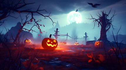 不気味なハロウィンの背景-Generative AI © miigraph