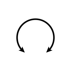 Circular curved thin long double ended arrow in the shape of a circle. Double sided round arrow. 
