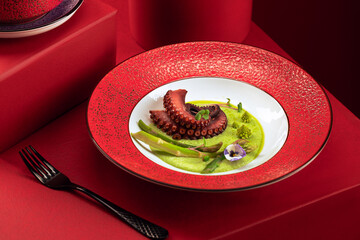 Red Monochrome Gourmet Food Concept