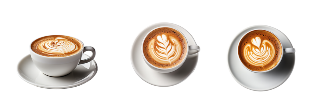 Coffee Watercolor on white background. Watercolor painting daily routine objects. Hand drawn colorful Sublimation design