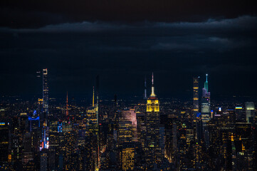 Illuminated skyscrapers with Empire State building at night