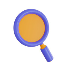 3d Render icon. magnifying glass icon on transparent background.