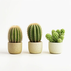 Cactus collection on white background