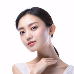 Portrait of a Radiant Asian Woman with Smooth Skin in a Beauty Service Concept - Ideal for Skincare and Cosmetic Campaigns