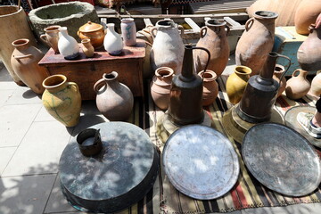 Old and antique items are sold at a flea market in Israel.