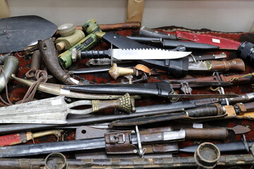 Old and antique items are sold at a flea market in Israel.