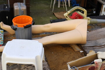 Old and antique items are sold at a flea market in Israel.