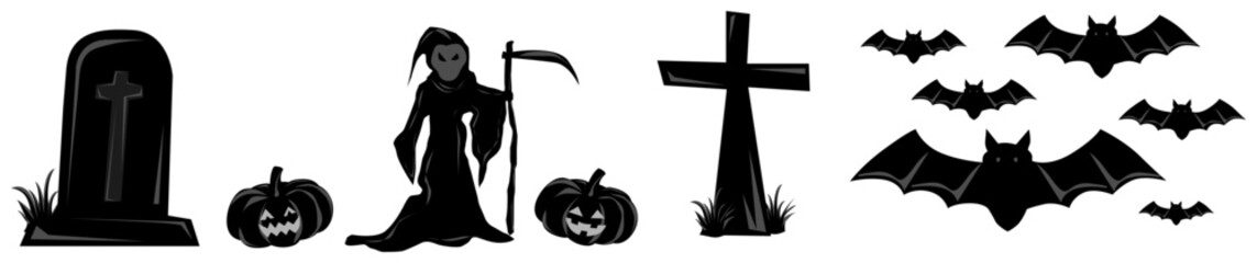 Halloween icon set in black