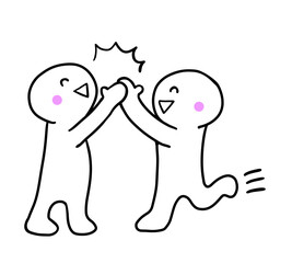 シンプル棒人間　ハイタッチ