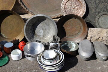 Old and antique items are sold at a flea market in Israel.