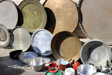 Old and antique items are sold at a flea market in Israel.