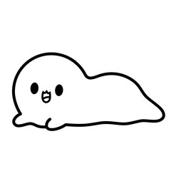 Cute kawaii ghost halloween cartoon outline icon