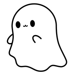 Cute kawaii ghost halloween cartoon outline icon