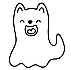 Cute kawaii dog ghost halloween cartoon outline icon
