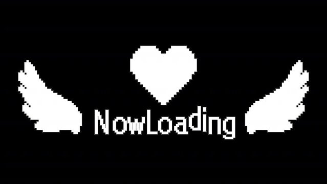 Pixel heart devil Now Loading 1080p transparent looping text animation