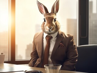 face of rabbit in suit and tie