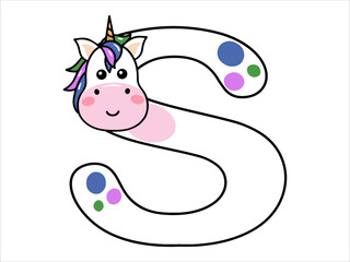 Unicorn Alphabet Letter S Illustration