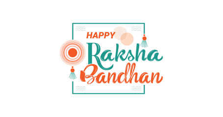 
Happy Raksha Bandhan. Handwritten text with ornament Memphis. Typographic Design Template
