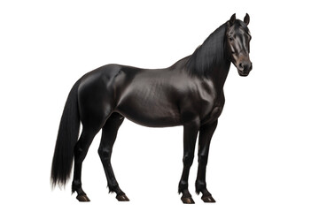 Black Horse Full Body on Transparent Background, Generative Ai