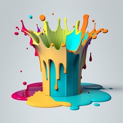 Icon crown acrylic ink paint splash, abstract background in water - obrazy, fototapety, plakaty
