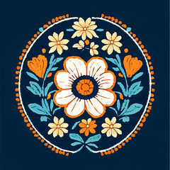 Element of floral needlework illustration