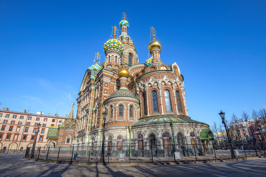 Cathedral of the Resurrection of Christ (Saved-on-Blood) on an April day. Saint-Petersburg