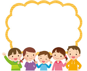 元気な子ども達　笑顔　コピースペース