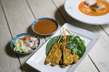 baked stringed meat sate bbq