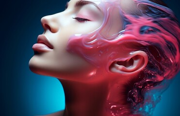 face of beautiful young woman with cream