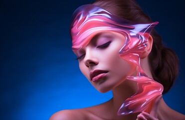 Obraz premium face of beautiful young woman with cream