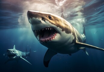 Obraz premium Great White Shark Close up Shot