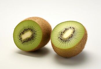 Fototapeta premium Ripe whole kiwi fruit and half kiwi