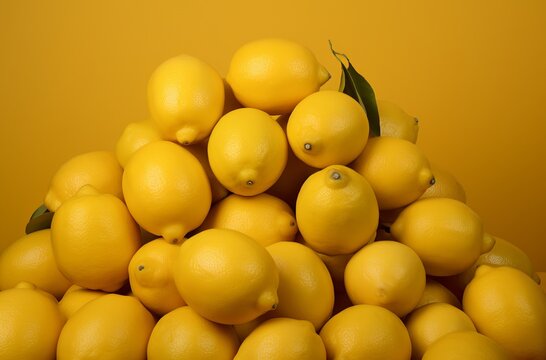 pile of fresh lemons close up
