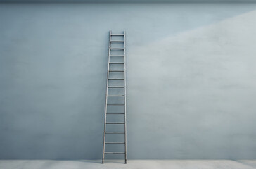 ladder is sticking up from a grey wall
