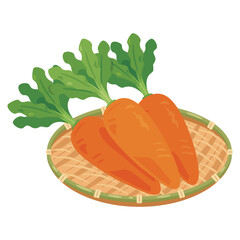 竹ザルに盛られた人参