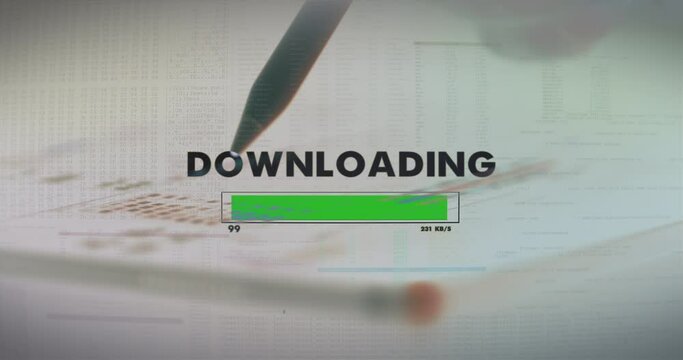 Access granted and download bar HUD display via tablet with data and lines of code entered with stylus