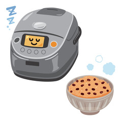 炊飯器で保温中の酵素玄米