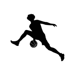 Male Basketball Player Silhouette basketball logo. Man with Ball in hand Sport, Vector, Basketball, Silhouette, Player, Ball, illustration