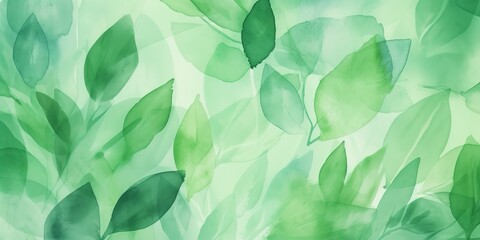 Abstract backdrop with watercolor vegetation in green. Generative Ai.