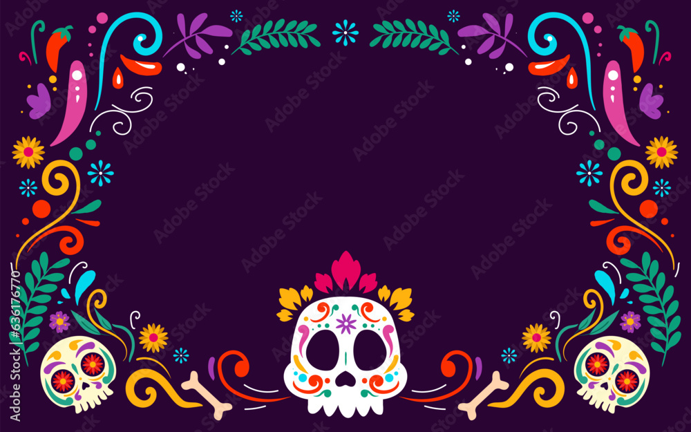 Wall mural happy dia de muertos background